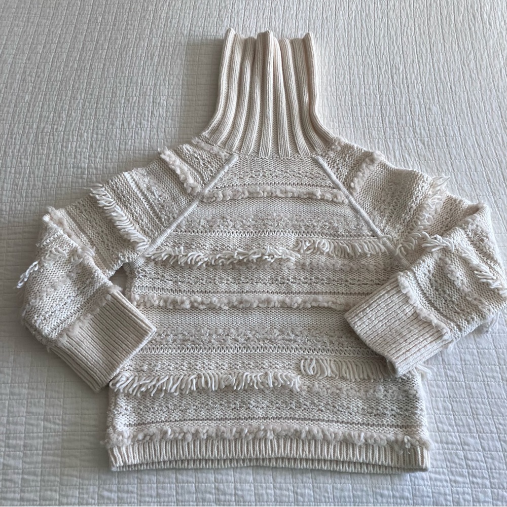 EUC Club Monaco wool mix multi texture turtleneck bulky sweater